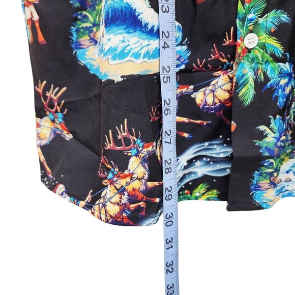 Christmas Hawaiian Mens Short Sleeve Button-Up Shirt Size M - Picture 5 of 6